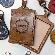 Load image into Gallery viewer, NBCT Handmade Leather ID Badge Holder - National Board Certified Teacher