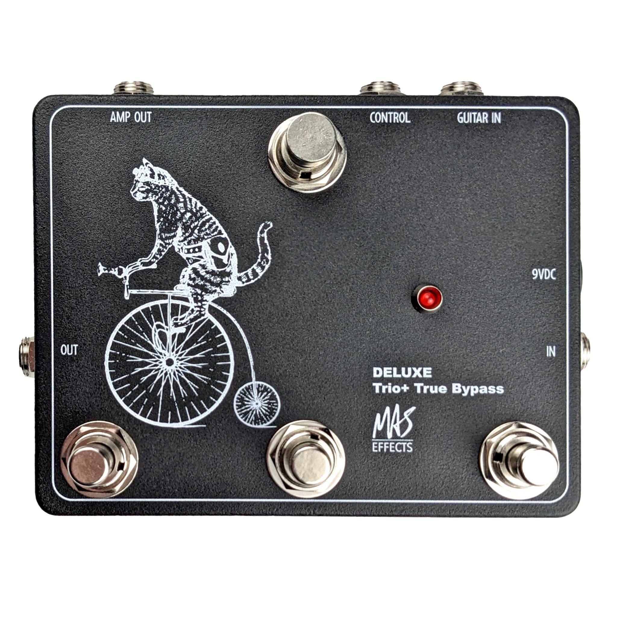 Trio+ True bypass with FS3X compatible foot switch Gray with text only (no cat)